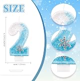 mciskin Frozen Glitter 3rd Birthday Candle Blue White Snowflake 3 view 2
