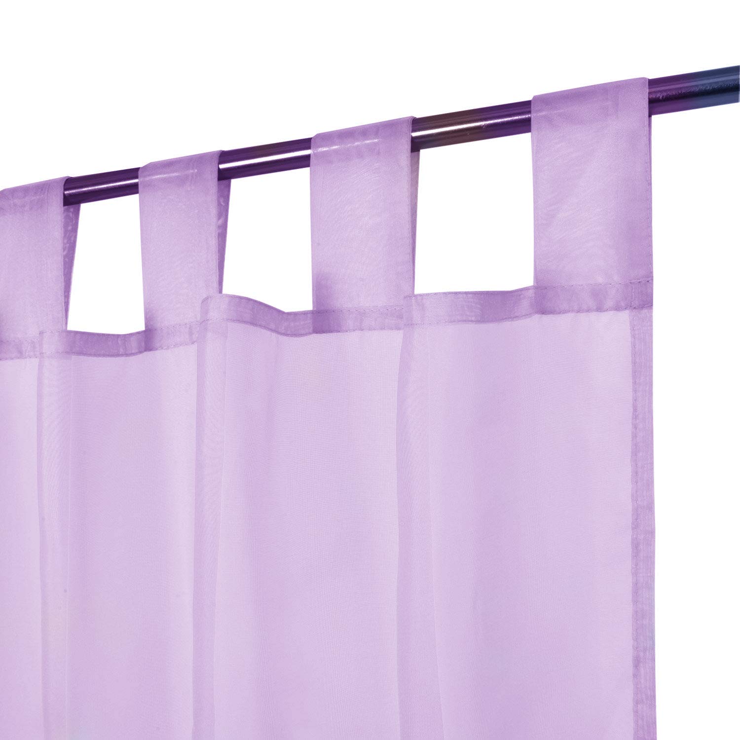 Megachest lucy Woven Voile Tab Top Curtain 2 Panels with ties (28 colors) with tie backs (Lilac, 56" wideX118 drop(W142cmXH300cm))