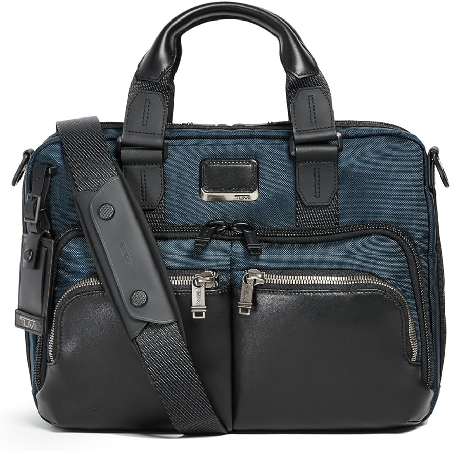 tumi blue briefcase