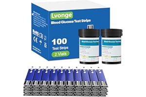 Blood Glucose Test Strips Set -Lvonge 100PC Test Strips for Use Only with Lvonge Blood Glucose Monitor G520/501, Home Diabetes Blood Glucose Testing Kit