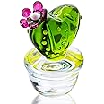 QFkris Mini Art Cactus Glass Blown Handmade Glass Figurines Collectibles Table Home Decoration Simulation Plants D