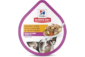Hill's Science Diet Small & Mini, Senior Adult 7+, Small & Mini Breeds Senior Premium Nutrition, Wet Dog Food, Chicken & Vegetables Stew, 3.5 oz Tray, Case of 12