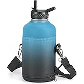 RAYMYLO Water Bottle Holder Carrier Bag Crossbody with Adjustable Shoulder Strap, 64 128 oz Sports Water Bottle Sleeve Accessories for Biking Hiking Travelling Camping, Black