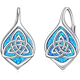 Celtic Trinity Knot Earrings for Women 925 Sterling Silver Triquetra Knot Leverback Abalone Shell Irish Jewelry Tree of Life Gift