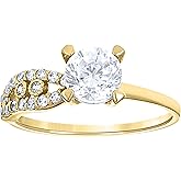 Jewels By Lux 14Kt Yellow Gold Womens Cubic Zirconia Polished Finish Bridal Anniversary Engagement Wedding Ring