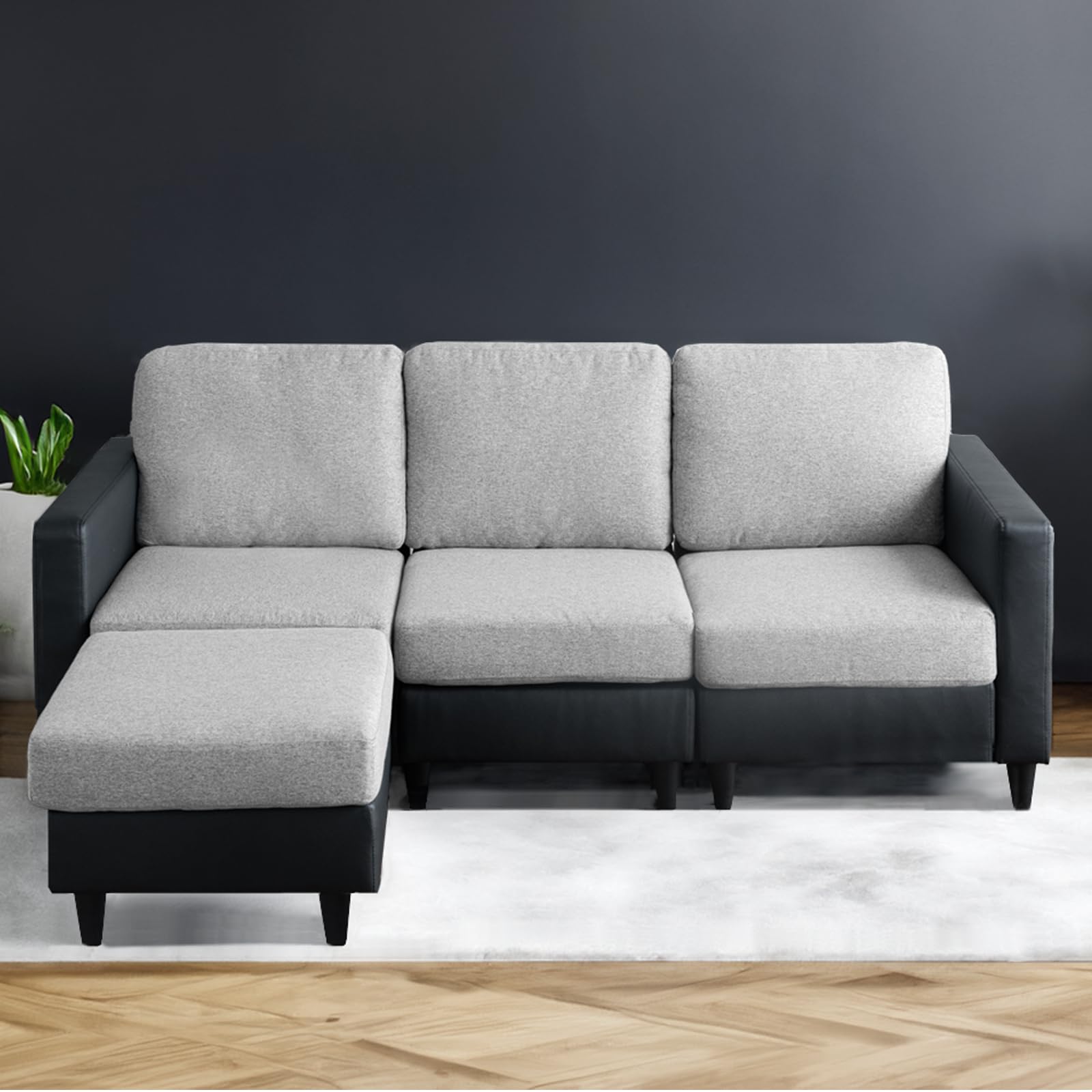 タンスのゲン RENEW! ソファー 3人掛け ポケットコイル 洗える カバーリング カウチソファー ソファ L字 お掃除ロボット対応 ファブリック 42500023(102582)商品画像