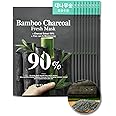 BRING GREEN BAMBOO CHARCOAL 90% Fresh Mask(10 Count) | Daily Skincare Facial Sheet Mask for Exfoliating, Pore Clarifying, and Moisturizing | Bamboo Complex for All Skin Types