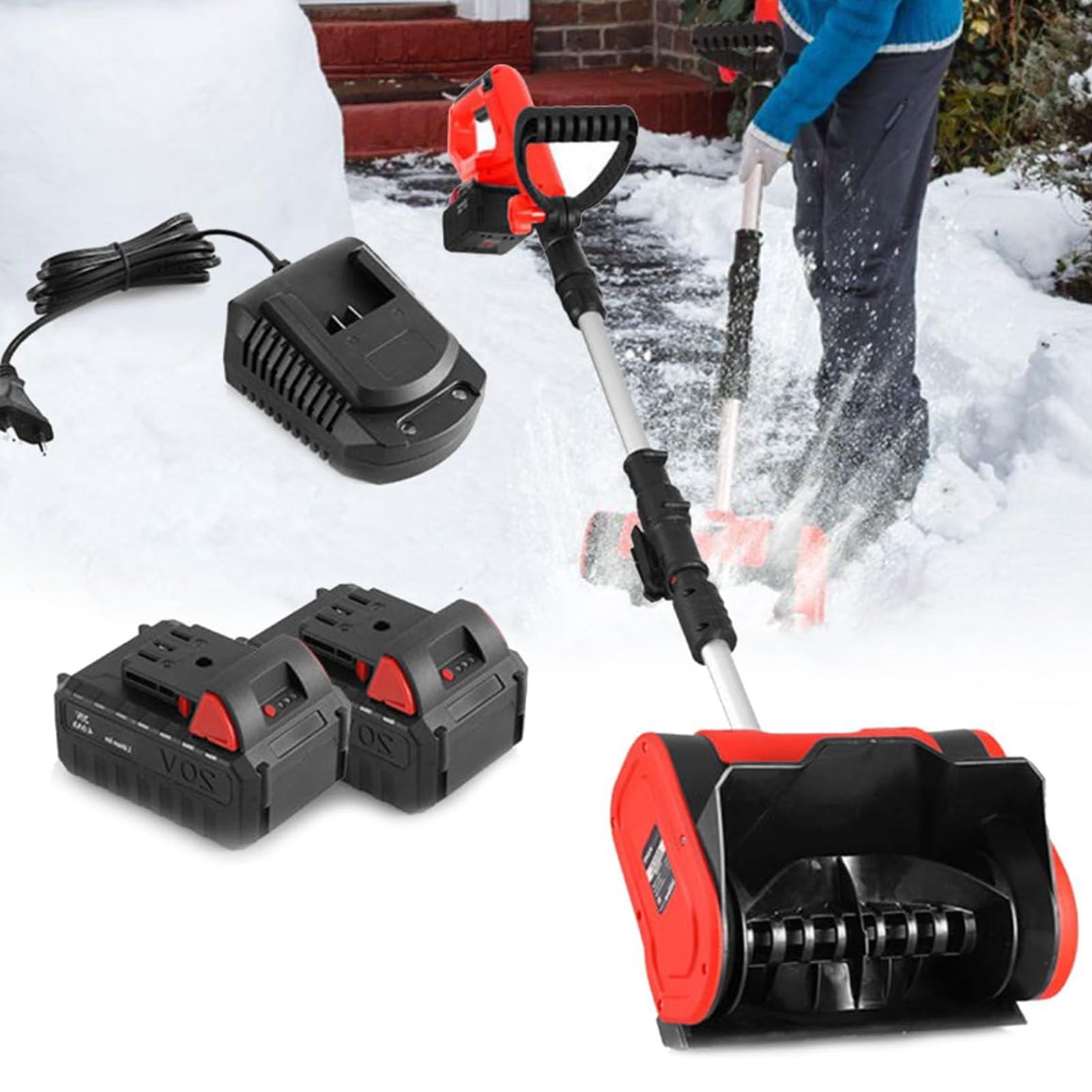 Photo 1 of 1200W Handheld Electric Snow Blower,Cordless Snow Shovel for 20V Battery, Brushless Cordless Snow Blower, Battery Snow Blower (2battery) for Patio, Playground, Farm