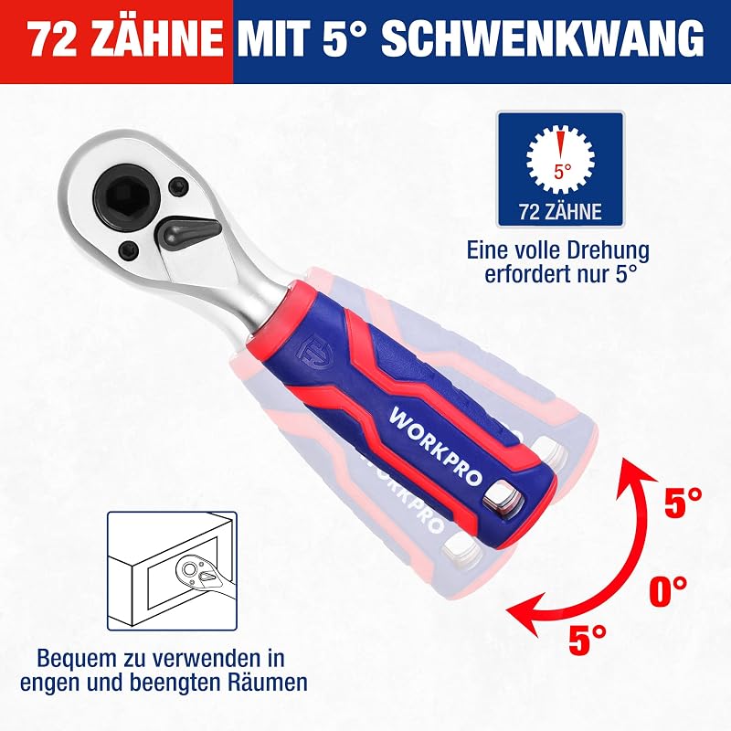 34-teiliger 1/4" Steckschlüsselsatz, Ratschensatz