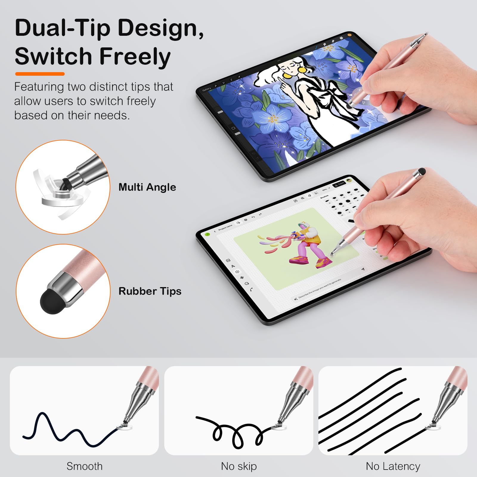 3-Pack Tablets Stylus Pen for All Touchscreen with Precision Disc Tip, 2-in-1 Universal Stylus Compatible with Android, iOS, and Phone– Perfect for Writing, Drawing, and Note-Taking