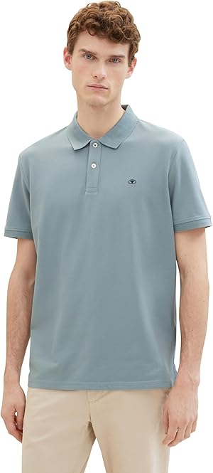 TOM TAILOR Herren Basic Piqué Poloshirt, 27475 - Grey Mint, XXL