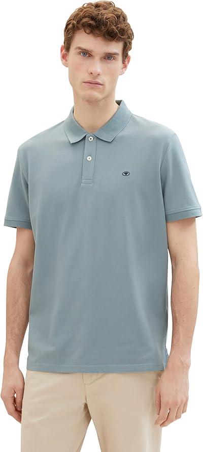 TOM TAILOR Herren Basic Piqué Poloshirt, 27475 - Grey Mint, XXL