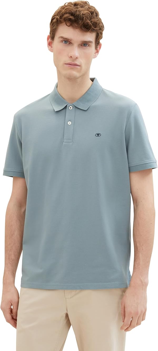 TOM TAILOR Herren Basic Piqué Poloshirt, 27475 - Grey Mint, XXL
