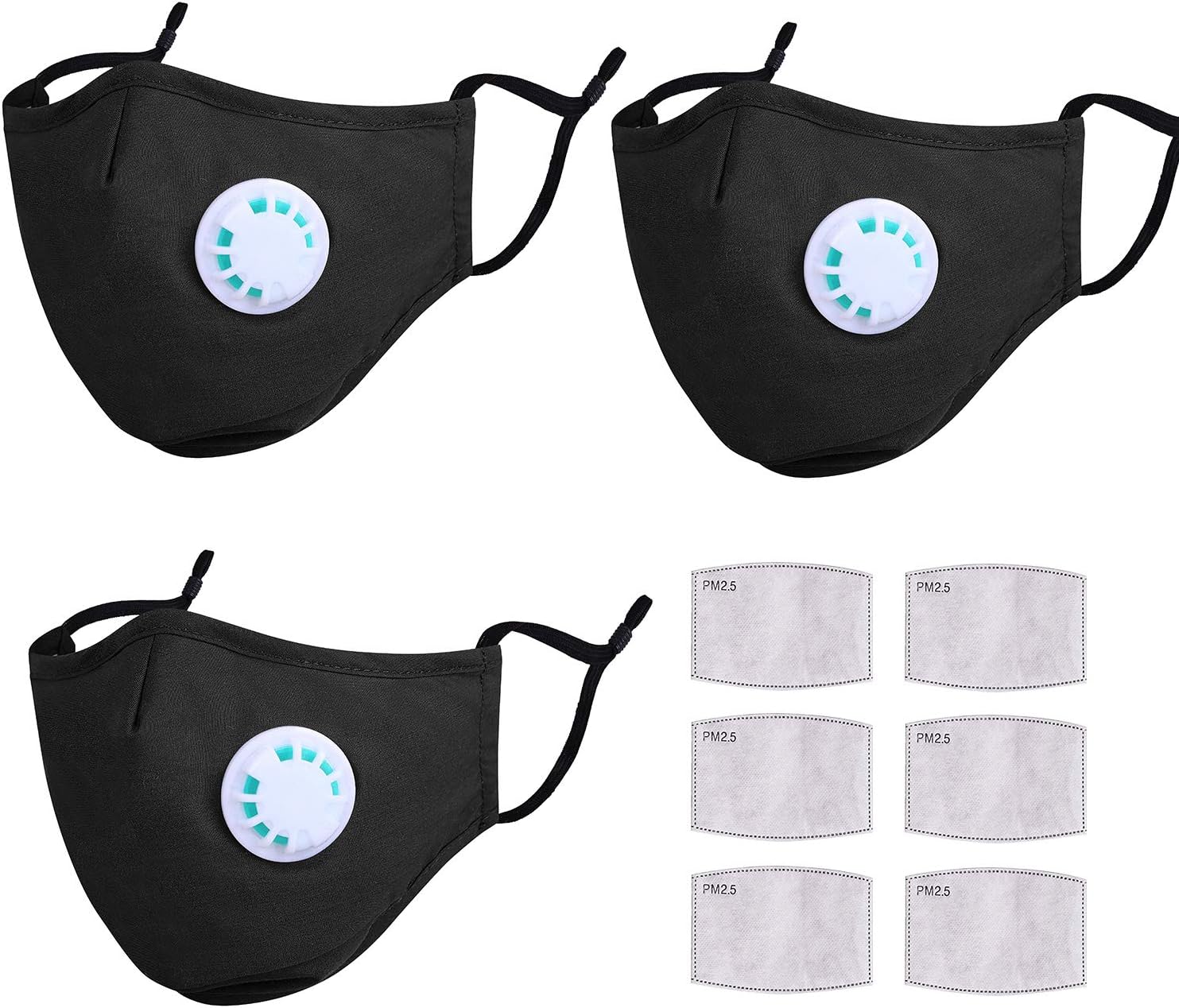 Cotton Washable Bandana, 3 Set_Black
