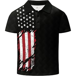 SECOOD Boys Golf Shirts Short Sleeve UPF 50+ Moisture Wicking Performance Print Patterns Casual Collared Golf Polo Shirt for