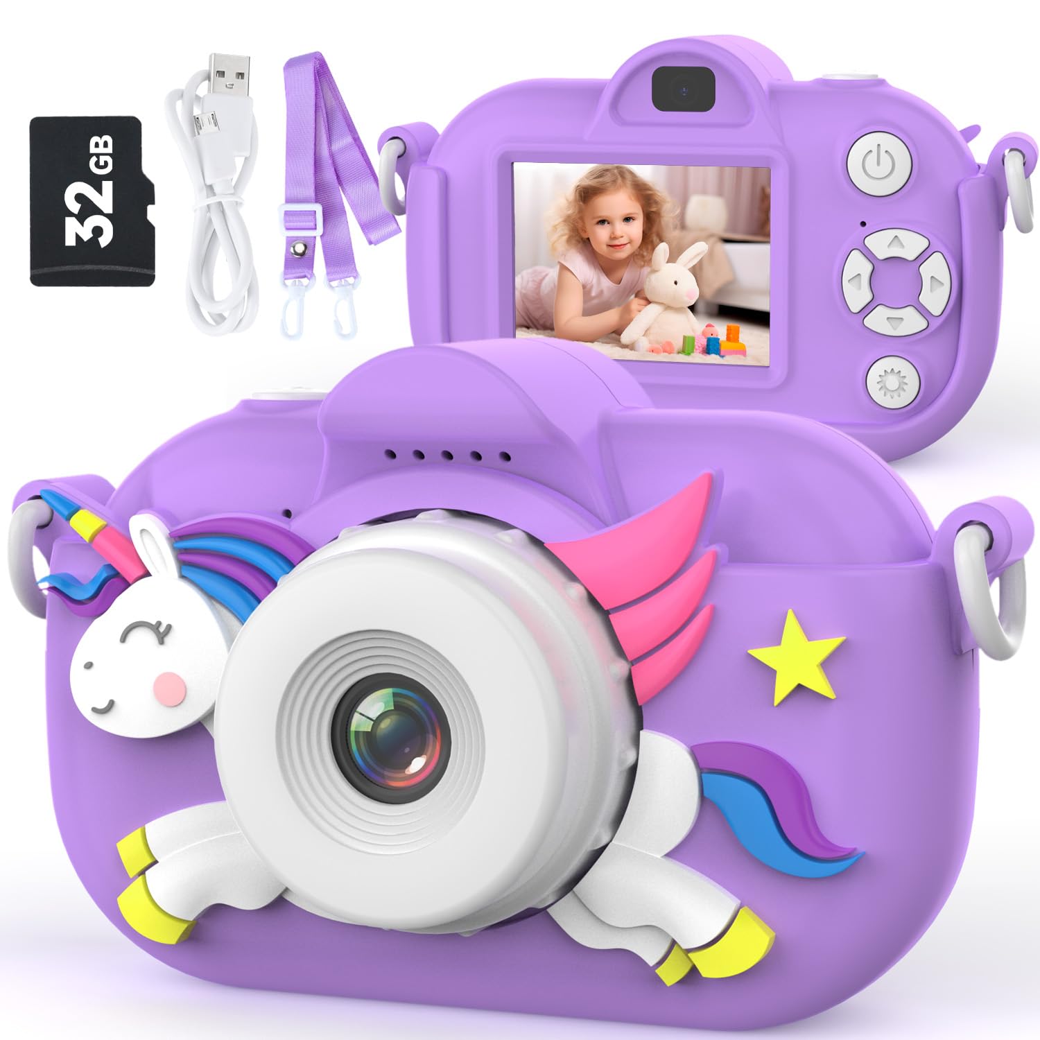 Kids Camera Digital Camera for Age 3-8, 1080P Toddler Video Camera for Kid with 32GB SD Card, Toddler Girls Toys Age 6-8, Christmas Birthday Gifts for Children Kid Image Kids Camera Digital Camera for Age 3-8, 1080P Toddler Video Camera for Kid with 32GB SD Card, Toddler Girls Toys Age 6-8, Christmas Birthday Gifts for Children Kid Image