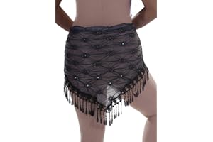 MISS BELLY DANCE Belly Dance Sheer Hip Scarf with Fringe | Honak