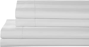Elite Home Products T325 100% Pima Cotton Tuxedo Woven Stripe S/Set,Queen,White