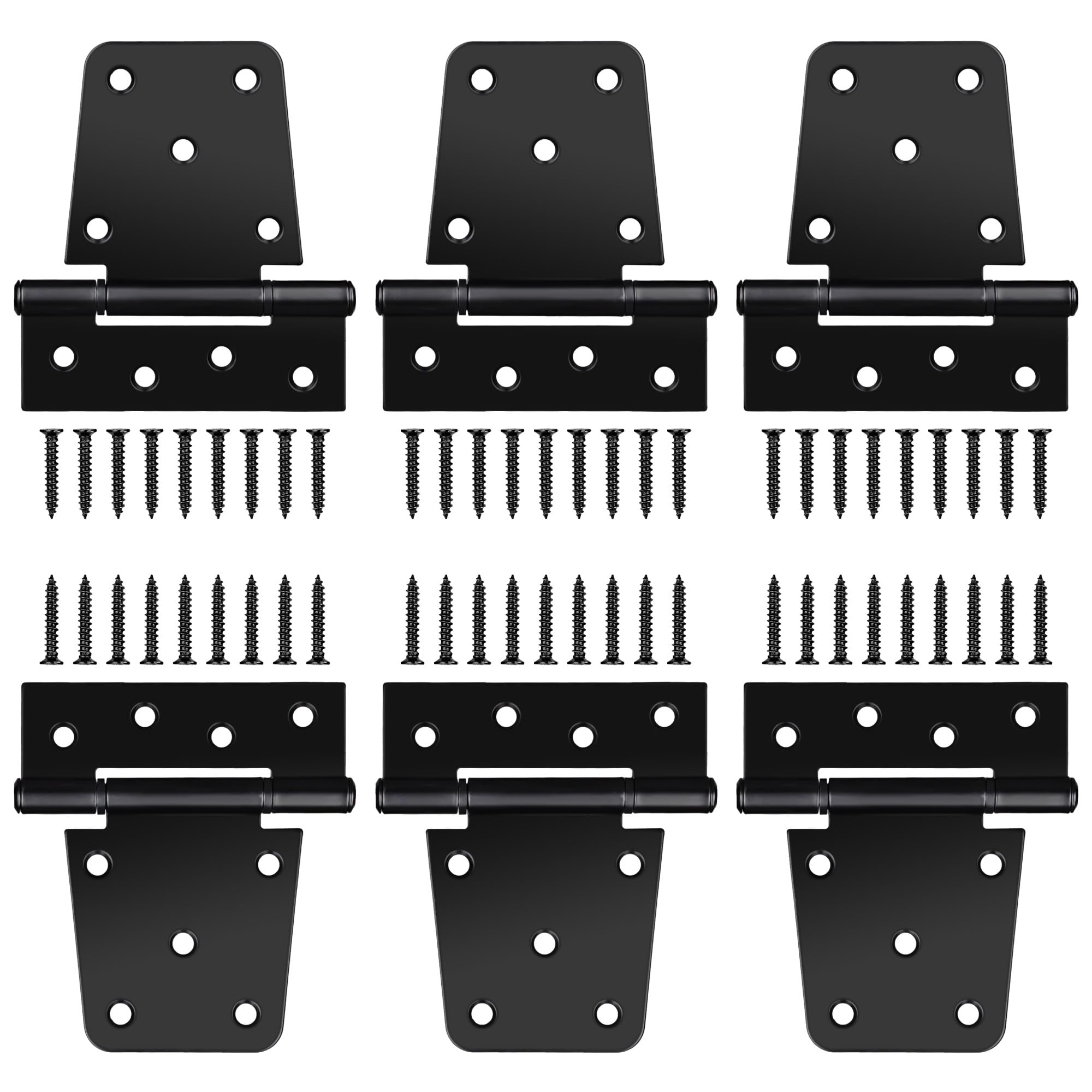Photo 1 of 3.5 Inch Heavy Duty Gate Hinges, 6 Pack Black Iron Extra Thick T Door Hinges, Gate Hardware Kit for Indoor Outdoor, Shed, Wooden Fences, Vinyl Fence, Barn Door, Garage (Screws Included)