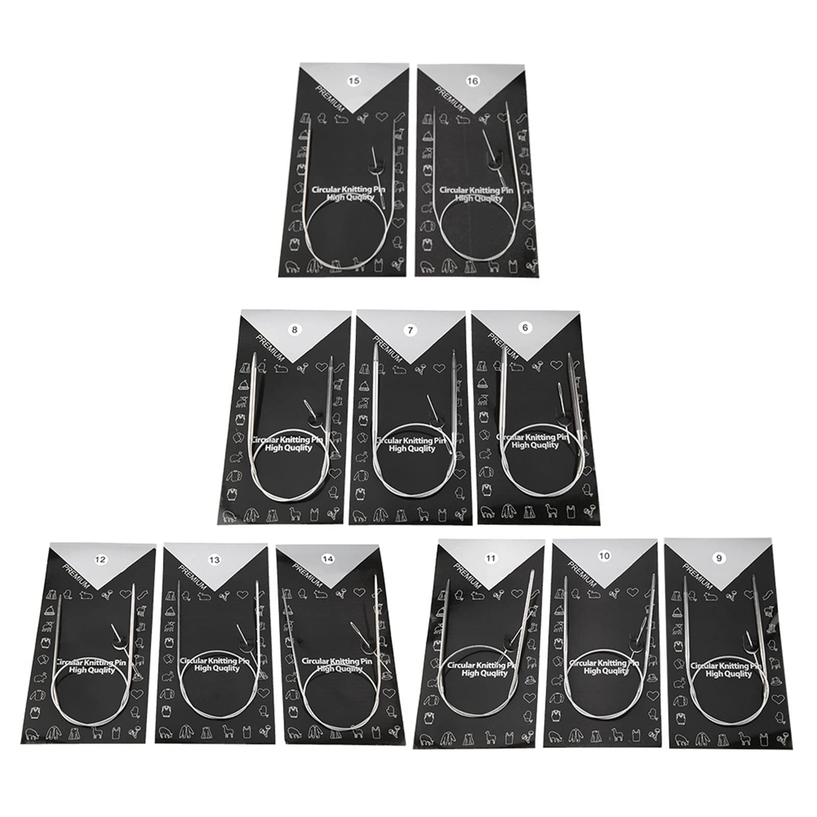 11sizes 43/65/80cm Stainless Steel Circular Knitting Needles Weave Set Handcraft Sweater Needlework Tools Accessories(80cm / 31.5in)