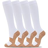fenglaoda 4 Pairs Compression Socks for Women & Men Knee High Nurse Pregnant Cute Fun Medical Running Travel Athletic