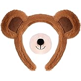 Chanaco Bear Ears Headband and Nose Set Bear Costume Adult Women Halloween Animal Costumes Cosplay Accessories Party Decorations Gifts