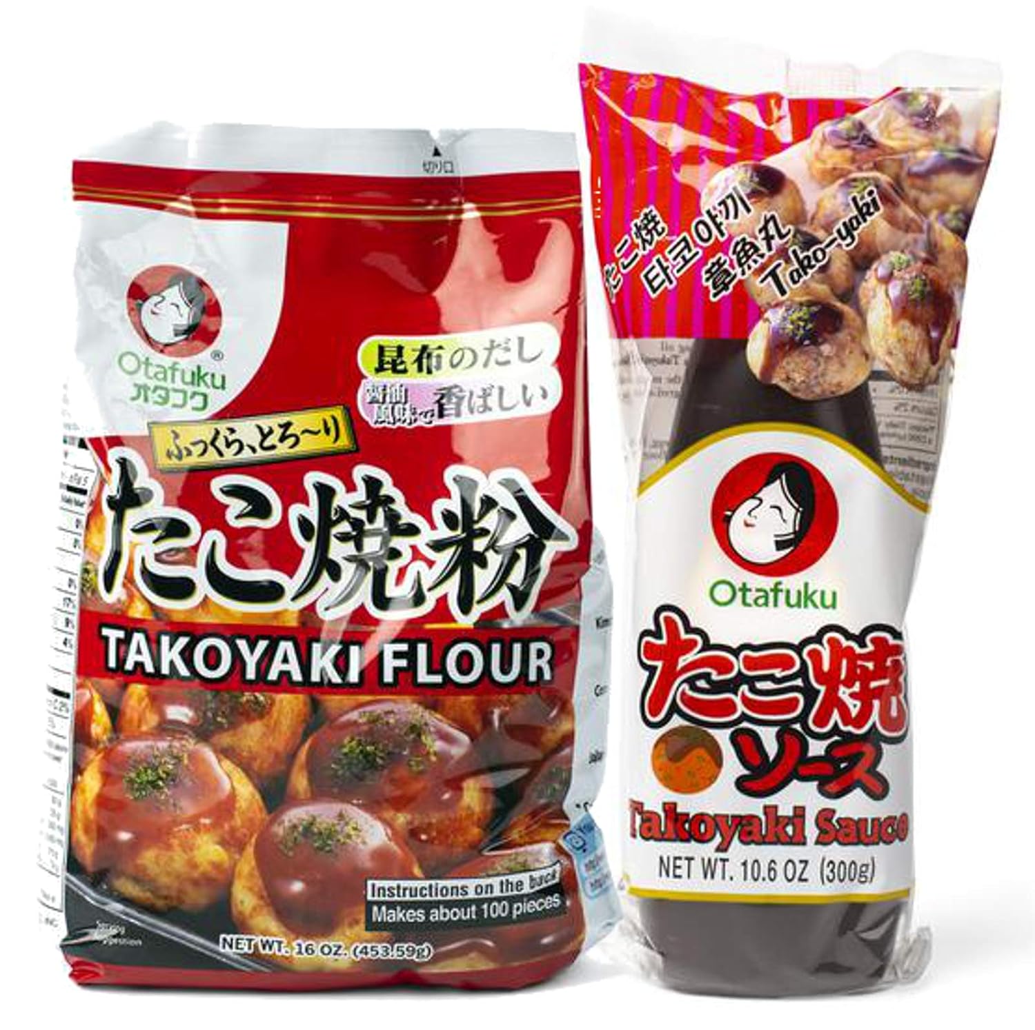 Otafuku Takoyaki Flour and Sauce Takoyaki Combo Pack 16 Oz and 10.6 Oz