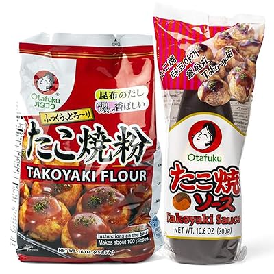 Otafuku Takoyaki Flour and Sauce | Takoyaki Combo Pack | 16 Oz and 10.6 Oz