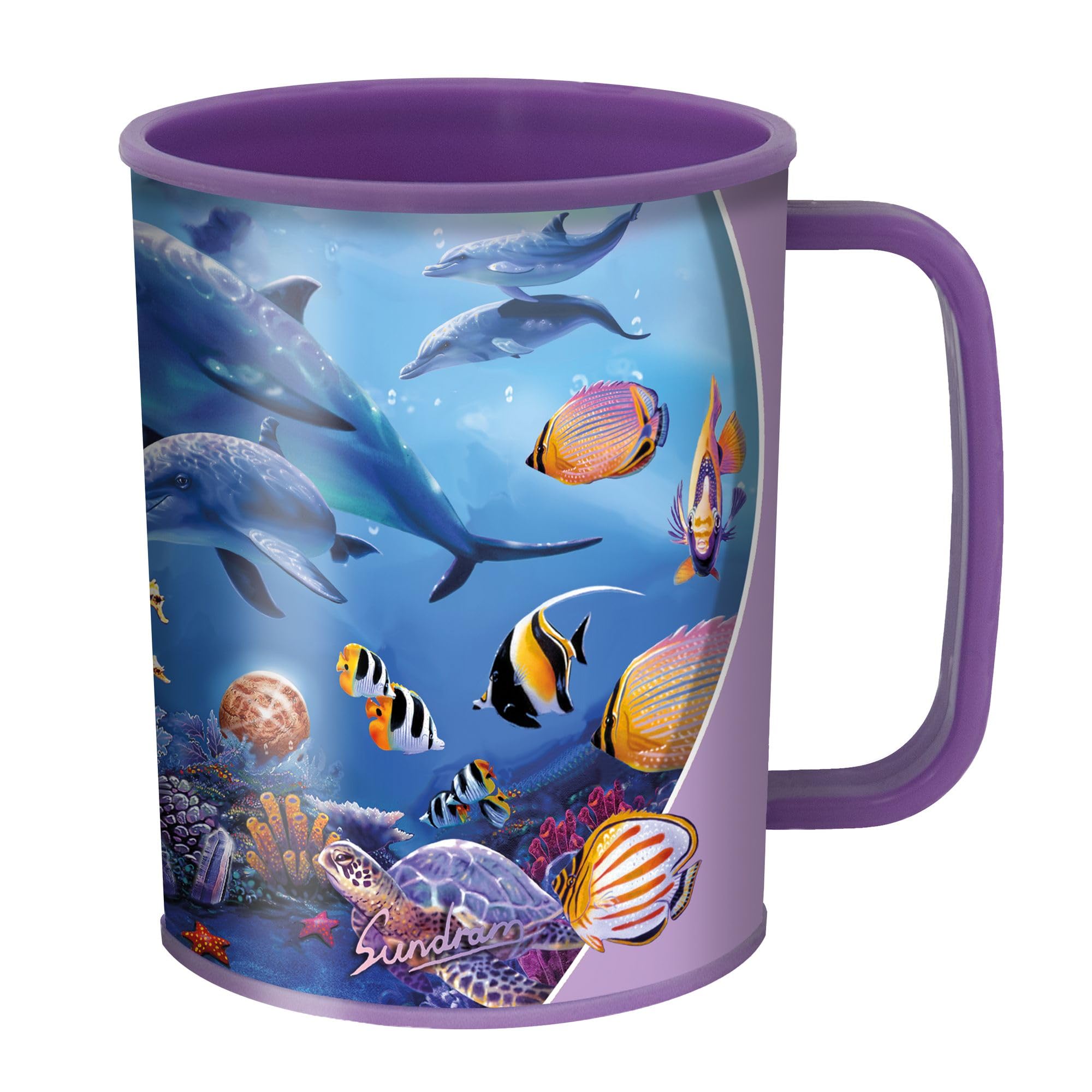 3D LiveLife Drinking Cup - Seahorse Kingdom from Deluxebase. 300ml Plastic Mug with Ocean Theme, Reusable Coffee Cup, Portable Animal Tumbler for Camping, Picnic, Travel & Everyday Use.