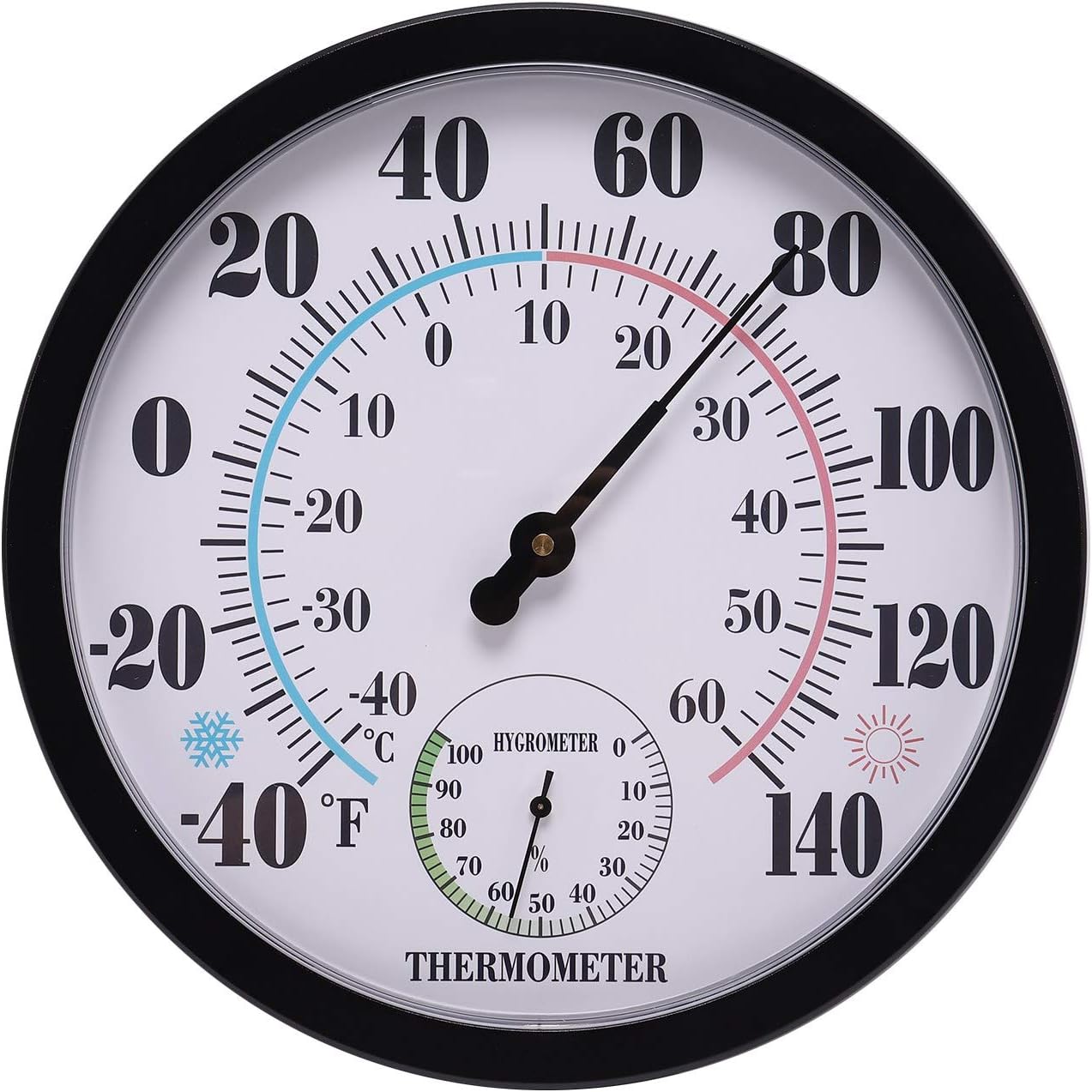 Gaoominy 10 inch Indoor Outdoor No Battery Weather Thermometer