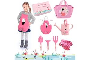Altdorff Girls Gardening Set, Kids Garden Tools Kit Include 3 Pieces Hand Tools, Kids Apron, Tote Bag, Garden Glove and Water