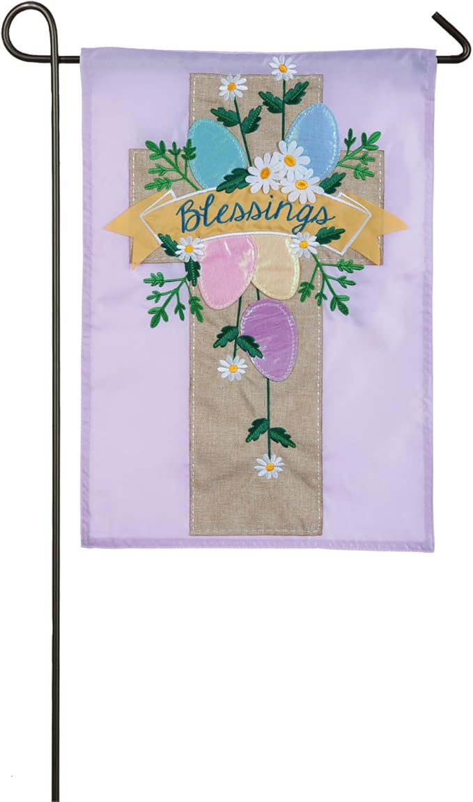 Evergreen Flag Easter Cross Applique Garden Flag, 12.5 x