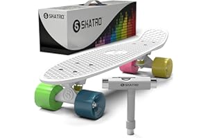 Skatro Mini Cruiser Skateboard. 22x6inch Retro Style Plastic Board Comes Complete