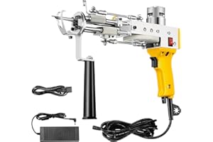 BESGEER Tufting Gun, Carpet Weaving Machine, 2 in 1 Cut and Loop Pile Electric Tufting Gun, 5-45 Stitches/s High Speed Rug Gun, 4-19mm Adjustable Pile Height, Hand Tufting Gun for Handmade DIY (Yellow)