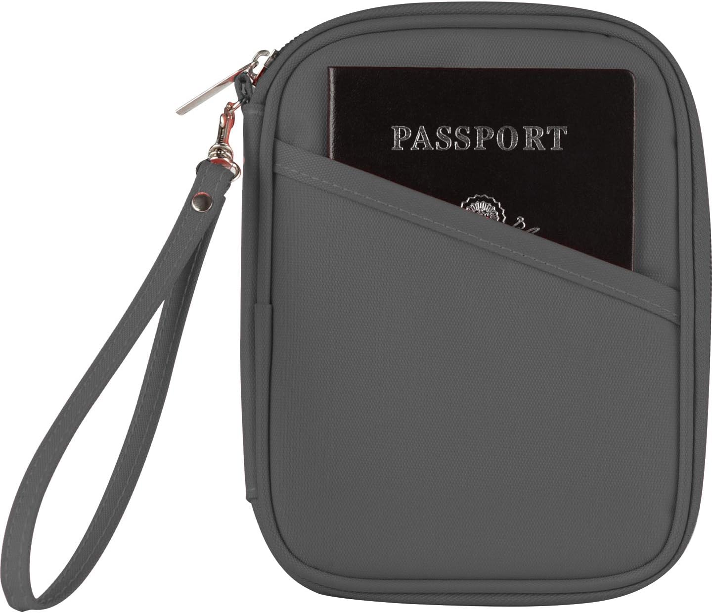 Passport Holder Passport Wallet Travel Wallet RFID Blocking with Hand Neck Belt Strap (Luxury Gray)