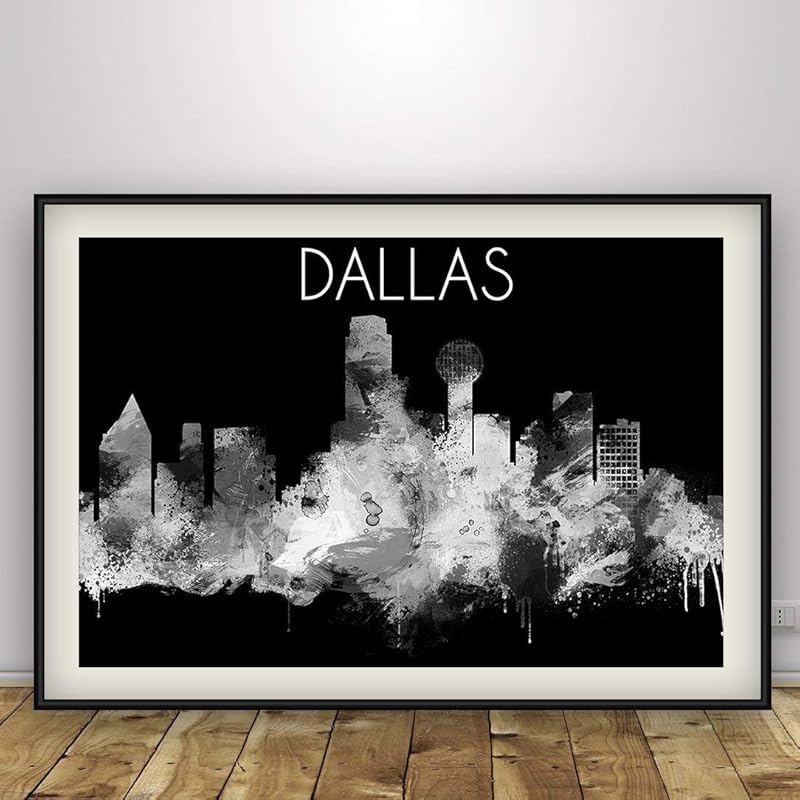 Dallas Black and White Skyline, Negative Dallas Texas