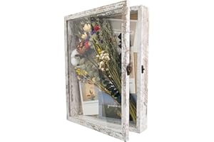 GraduationMall 11x14 Wood Shadow Box Frame Glass Door Display Case with Linen Back and 6 Stick Pins,1.5 inches Interior Depth
