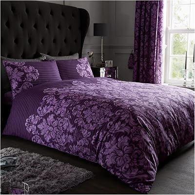 Gaveno Cavailia Empire Damask Purple Double Duvet Set 3 Piece