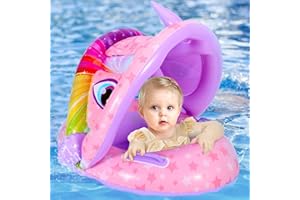 EZIGO Baby Pool Float with Canopy, Unicon Inflatable Baby Swimming Float with Sunshade, Infant Baby Swim Floats for Pool, Summer Pool Toys Party Favors for Kids Toddlers Girls Boys Aged 6-36 Months