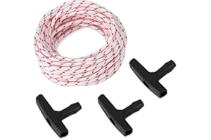 BOXOB 3pcs Gas Engine Handles & Pull Cord, 32ft High Strength Replacement Recoil Starter Rope Pull Cord Generator Recoil Star