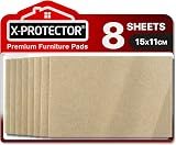 X-Protector 8pk Beige Felt Furniture Pads 15x11cm Large Sheets Cut to Size