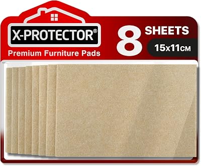 X-Protector 8pk Beige Felt Furniture Pads 15x11cm Large Sheets Cut to Size