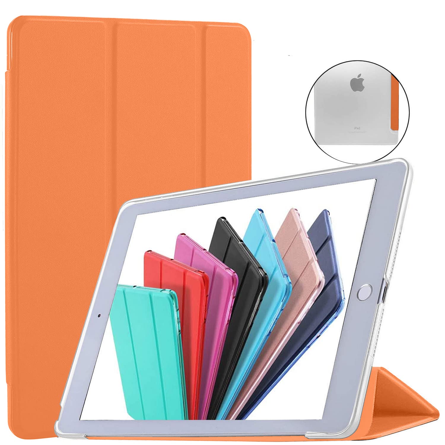 DuraSafe Cases for iPad PRO 9.7 Inch 2016 [ PRO 9.7 2016 ] A1673 A1674 A1675 MLMP2B/A MM172B/A MLMN2B/A MLMW2B/A Trifold Hard Smart PC Translucent Back Cover - Orange — image 1