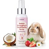 ulroyda Rabbit Detangler &amp; Conditioner Spray &ndash; Quickly Removes Tangles | Softens &amp; Moisturizes Fur with Coconut &amp; Jojoba Oils | Gentle for Small Pets, Leave in, 3.38 fl oz (Strawberry)