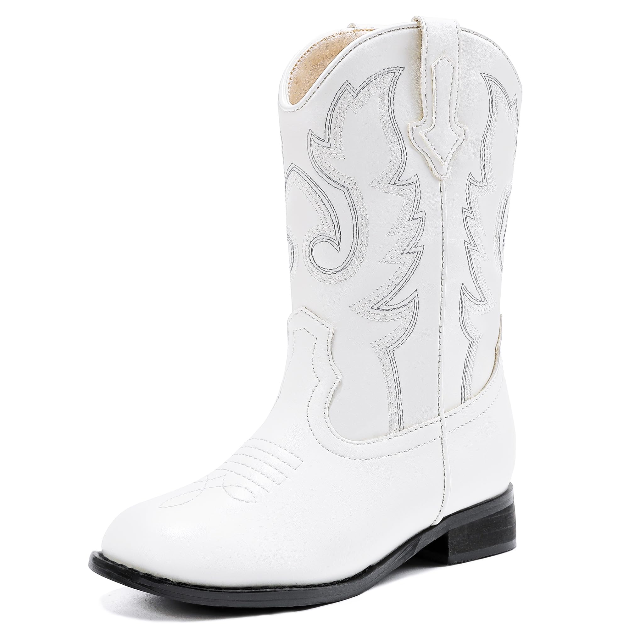 Motasha Girls Cowgirl Boots Toddler Girls Boots White Cowboy Boot for Girl Size 7 Little Big Kids Boot Western Riding Shoes Party Birthday Wedding (M7101 White 7) Image