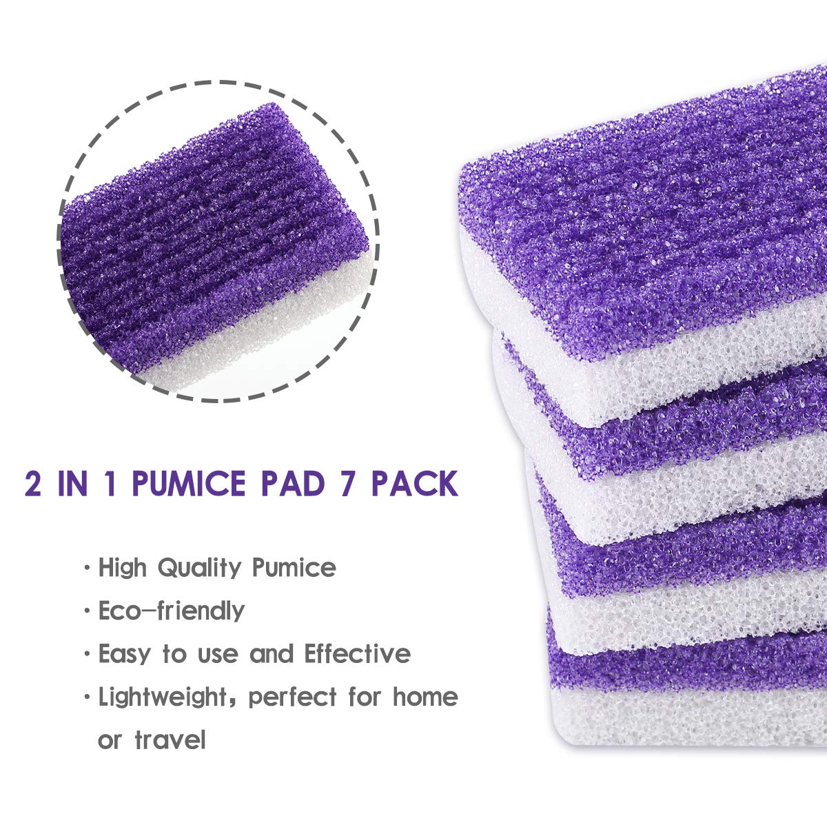 7Pc Foot Pumice Stone for Feet Hard Skin Callus Remover, 2 in 1 Foot Pumice Stone, Double Sided Hard Skin Callus Remover, Dead Skin Scrubber Pedicure Tools, Hard Skin Callus Remover for Feet and Hands: Beauty