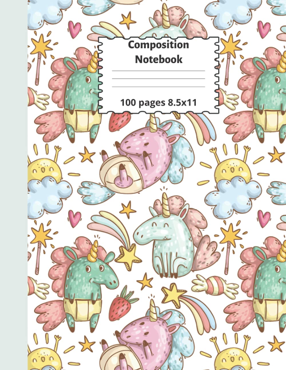 Composition pocket book with image area Unicorn: Kindergarten to Grades K2, handwriting apply and drawing paper. Beautiful unicorn pocket book for ladies … their creativity and make studying enjoyable