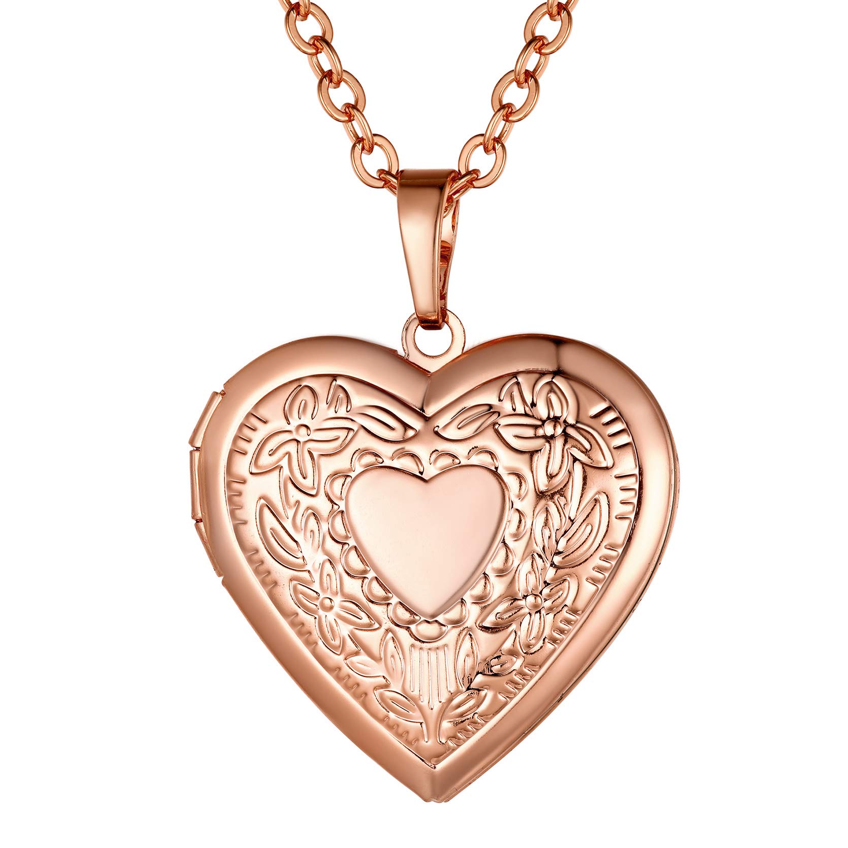 GoldChic Jewelry Women's Locket Necklaces for Photo, Rose Gold Plated Personalized Picture Pendant Keepsake Gifts