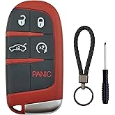Key Fob Cover Case Shell Replacement Fits for Jeep Grand Cherokee Compass Dodge Dart Durango Journey Chrysler 300 2014-2020 Keyless Entry Remote Control Car Key Fob (Red)