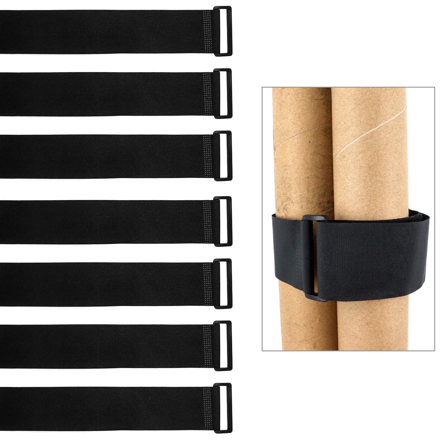 QWROK 7 Pack 24" x 2" Cable Tie Down Straps, Adjustable Reusable Hook and Loop Cinch Straps